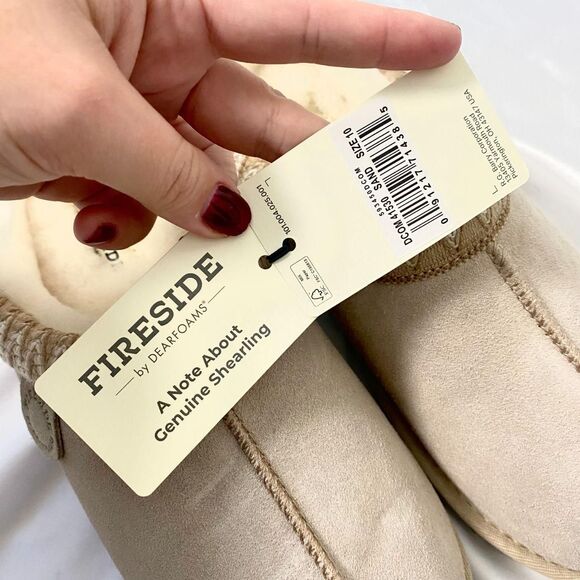 NWT Fireside by Dearfoams Greta Genuine Shearling Clog With Taping US 10 - Picture 5 of 8